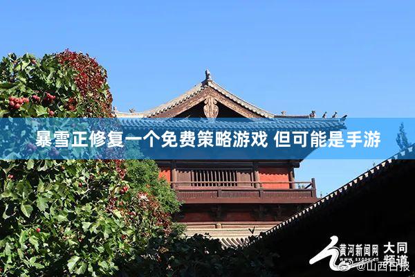 暴雪正修复一个免费策略游戏 但可能是手游