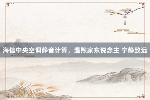 海信中央空调静音计算，温煦家东说念主 宁静致远